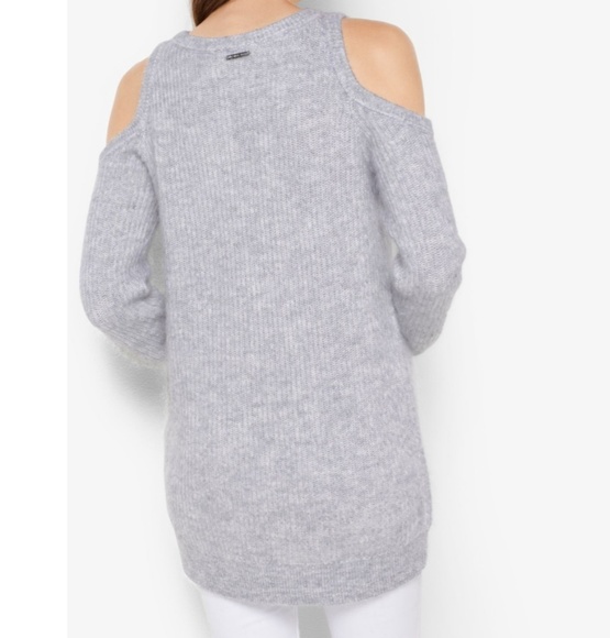 Wool-Blend Peekaboo Sweater in Pearl Heather - Picture 5 of 5